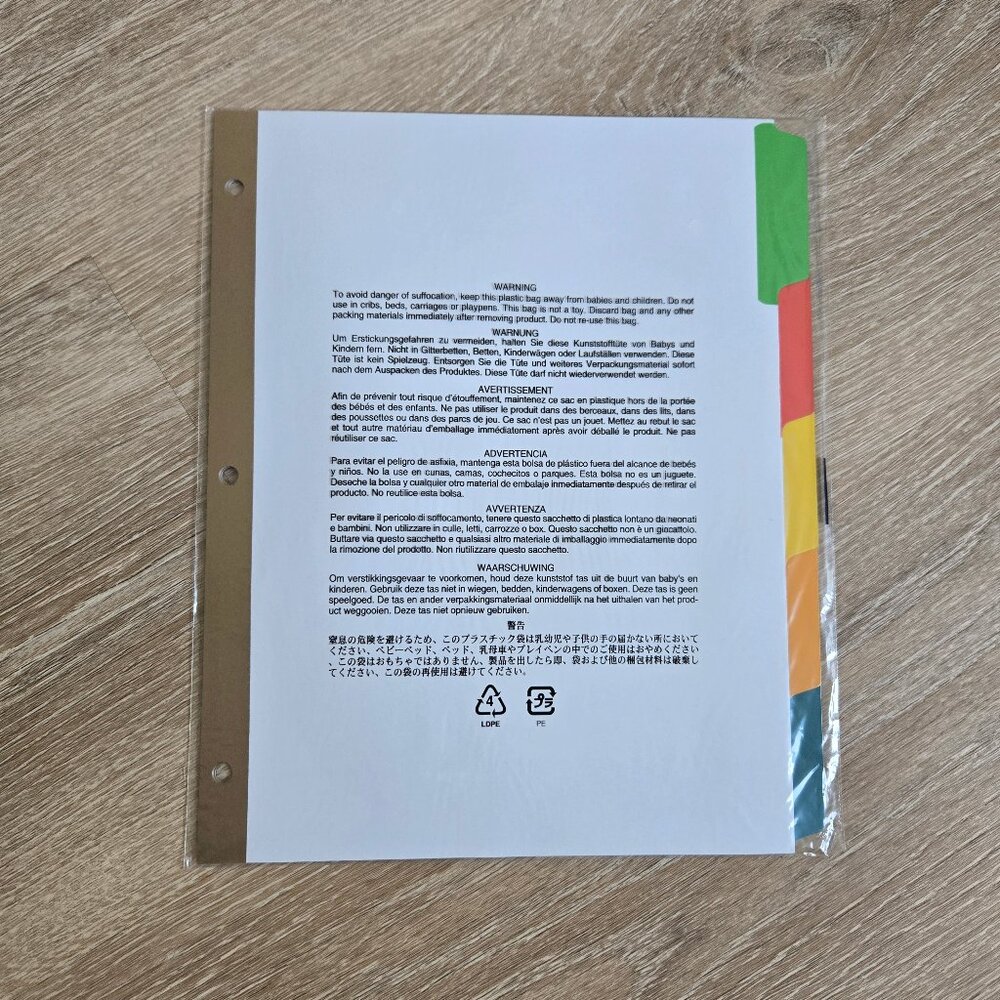 5-Tab Multicolor Write & Erase Binder Dividers with Big Tabs for 3-Ring Binders